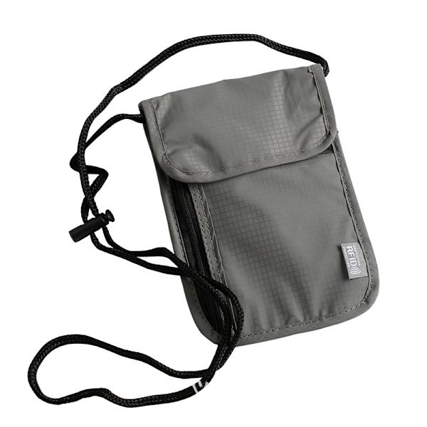 Nackficka bröstficka med RFID-skydd, nylon bröstficka, vattentät och lätt, unisex reseväska Stöldskyddande passhållare Gray