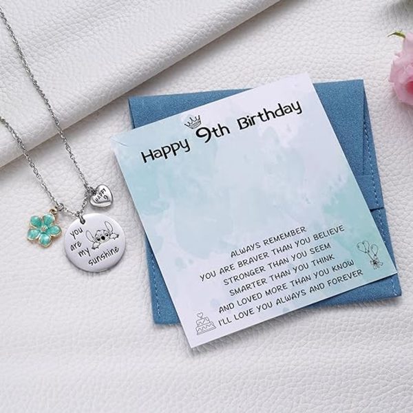 Lykkelige 5. til 16. fødselsdagsgaver Du er mit solskin Stitch halskæde til små piger, Lilo og Stitch elsker fødselsdagsgaver