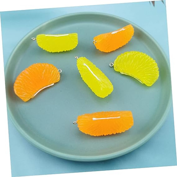 10 kpl appelsiininpalan riipus appelsiinin lisävarusteet appelsiinin korut retro avaimenperä hedelmäkorut helmet elävän näköinen hedelmämallirannekoru DIY-laukkuriipukset hartsi