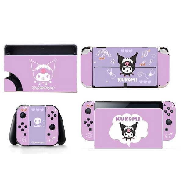 Lämplig för switch OLED-klistermärken, söta djur, dammtät, reptålig och färgglada klistermärken（KUROMI） Style03