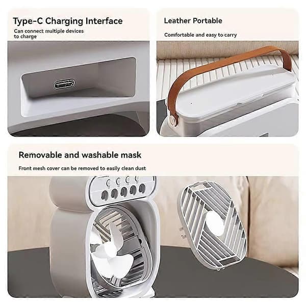 3 i 1 ventilator AIr Conditioner Husholdningslille luftkøler LED natlys luftfugter luftjusteringsventilator kontorventilator hvid Vit