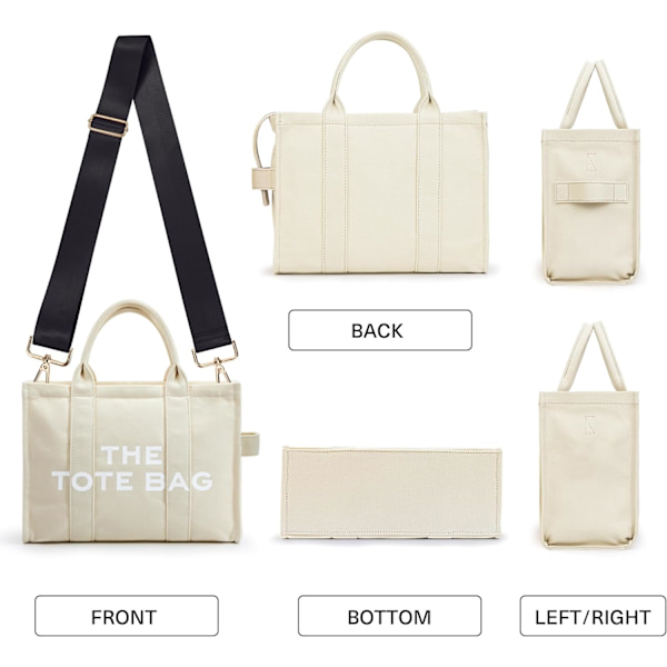 Tote Bag Dam Canvas Tote Väskor Tjockna Canvas Crossbody Axelväskor Med Dragkedja Och Axelrem För Arbete Skola Resor Shopping