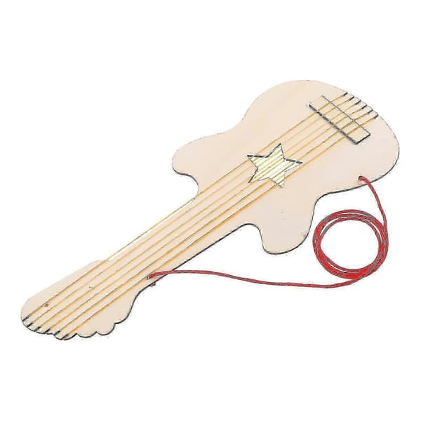 Beige DIY-gitarr i trä för barn, musik- och konstprojekt, utvecklar finmotorik, 1-pack