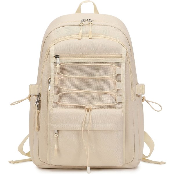Resa bärbara ryggsäckar med helgfritidsdag semesterryggsäck Unisex 15,6 tum Skola Söt Lättviktsbokväska med hög kapacitet (Off-White)