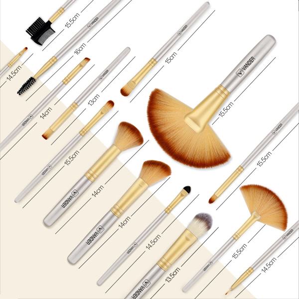 Sminkborstar, VANDER Professionellt 32-delars sminkborstset, sminkborstar set foundation blending kosmetisk borste set kit, champagne
