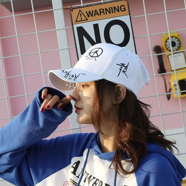 Unisex graffiti cap, K-pop pojkar utomhus snapback hatt，svart vit hiphop hatt, pappa hatt, lastbilshatt för män kvinnor