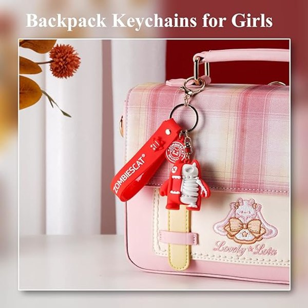 Söt nyckelring, Anime Nyckelringar Demon Cat Nyckelringar för ryggsäckar Nyckelring Kawaii present för kvinnor, män, systrar