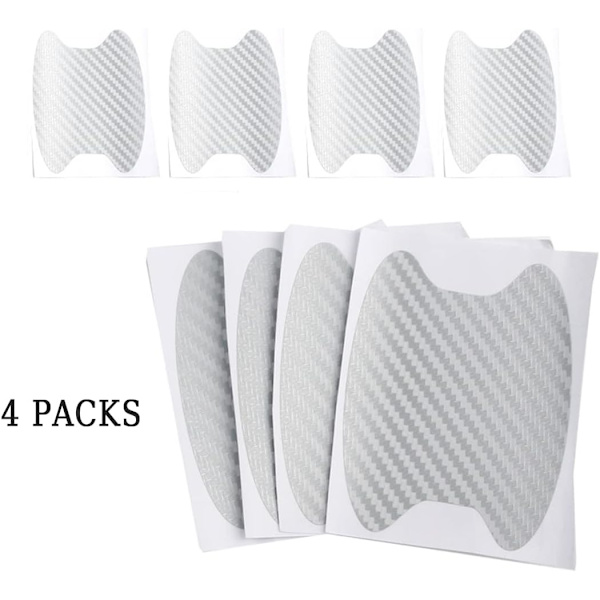8 st bilhandtagsklistermärken, kolfiber anti-scratch bildörrskålsskydd, icke-märkande automatisk dörrhandtagsskydd (silver/8 st)