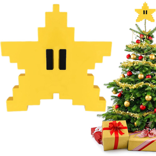 Julgransstjärna, Super Mario Rolig 3D Vintage Pixel Hallmark Julgranshänge Prydnader Dekor Xmas