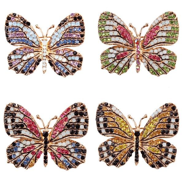 6 st Flerfärgad Rhinestone Kristall Fjäril Brosch Pin Lapel Pin för Kvinnor (6 färger)