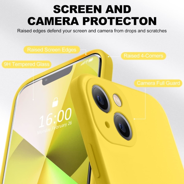 Kompatibelt med iPhone 13-fodral, premium silikon uppgraderat [kameraskydd] [2 skärmskydd] [mjukt anti-scratch mikrofiberfoder] telefonfodral