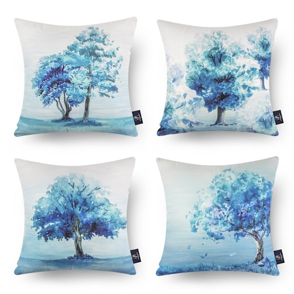 Jul Kasta Kuddfodral 18 x 18 Tum Set om 4 Vinter Dekor Kuddfodral Bondgård Snögubbe Jultomten Kuddfodral God Jul