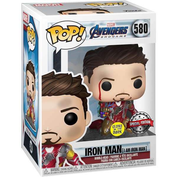 Funko Pop! Avengers Endgame: I Am Iron Man Glow-in-The-Dark Deluxe Vinylfigur, Flerfärgad