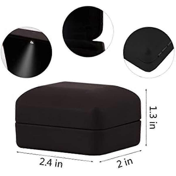 2025 Förlovningsring LED-ljus ringbox Smyckespresentförpackning Black square