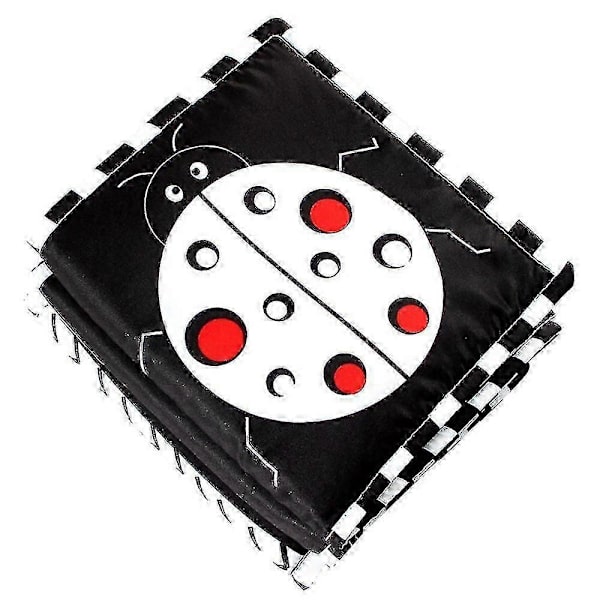 Baby Sensorisk Foldebræt Sort & Hvid Farveudvikling Flashkort Syn Nyfødt Ladybug