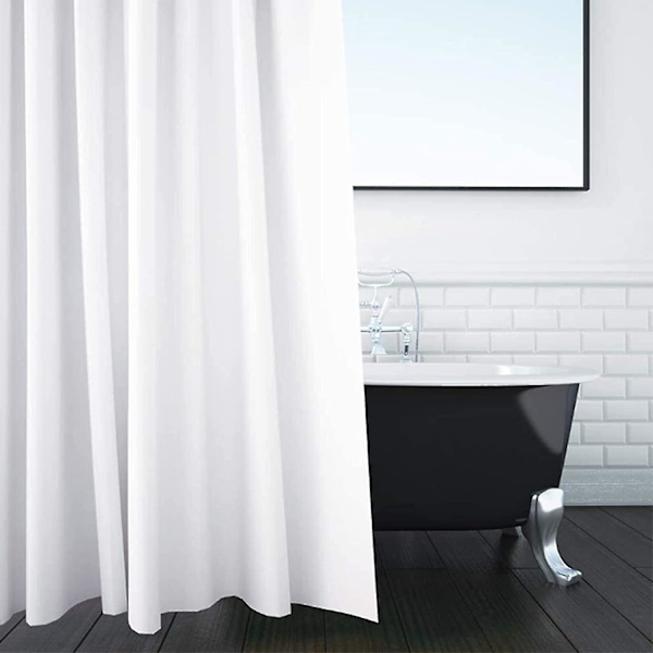 Enkel vit duschdraperi - 180 x 220 cm - Extra lång Styv