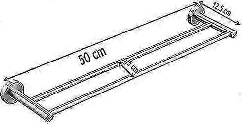 Doble håndklestativ Veggmontert Sus 304 Børstet rustfritt stål, 50 cm badehåndkleholder TY