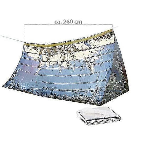 3-i-1 Nödfilt Tält Sovsäck, Värmereflekterande Vattentät Mylar Termisk Camping Överlevnadsutrustning