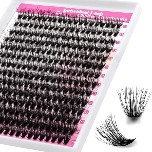 Fadlash Wispy Cluster Lashes DIY individuelle vipper 0.07D Curl 8-16mm 60D vippeextensions genanvendelige bløde fluffy vippeextensions (3D Effect)40D-0.07D 12 mm
