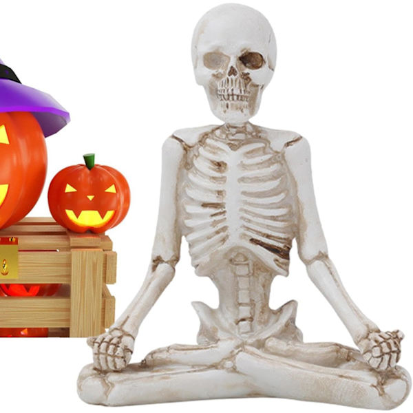 Spooky Spiritual Skull Resin Sculpture - Funny Halloween Decoration - Day of the Dead Decoration - Yoga Decoration for Office