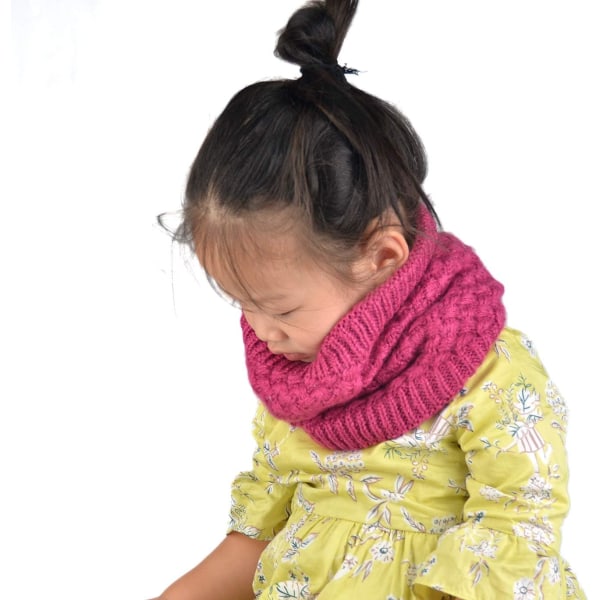 Barn flickor/pojkar vinter stickad infinity halsduk polar fleece halsduk