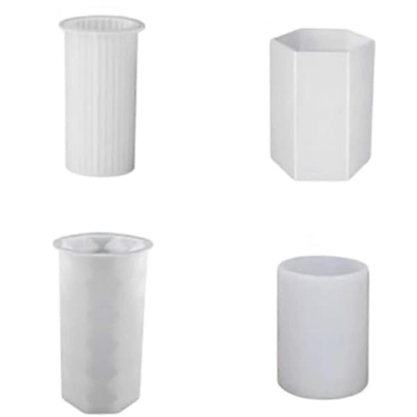 6 stk. silikone lysforme sæt til lysfremstilling boble søjle lysform, 3D sekskantet cylinder lysform