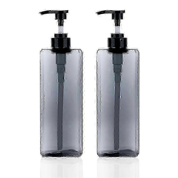 2-pack 1000 ml påfyllningsbara fyrkantiga pumpflaskor, tomma behållare lämpliga för olika vätskor