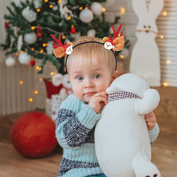 Reinsdyrgevir Jul Hodebånd Santa Hårbøyle Xmas Hodeplagg Søt Hårbånd Hodeplagg Ferie Hårtilbehør