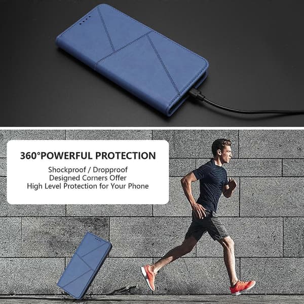 Kompatibel med iPhone 17 Pro Max Plånboksfodral Magnetisk Stängning Läder Flip Telefonfodral med Ställ (Blå)