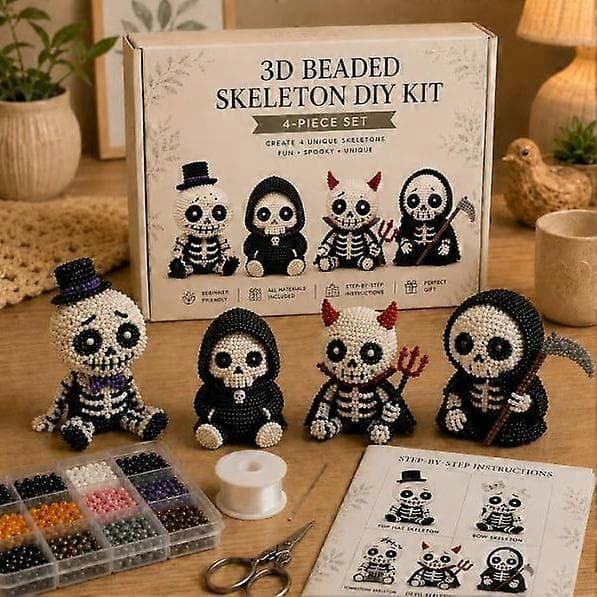 Kreativt 3D perleskelet håndværkssæt DIY kunstsæt Red