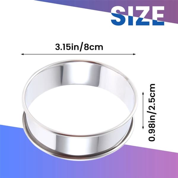 6 stk. Muffinringer Dobbelvalsede Ringer Rustfritt Stål Muffinringer Metall Rund Ringform for Matlaging