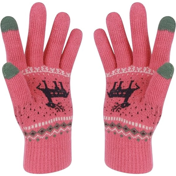 Winter Touch Screen Gloves Snow Flower Printing Keep Warm for Women and Men