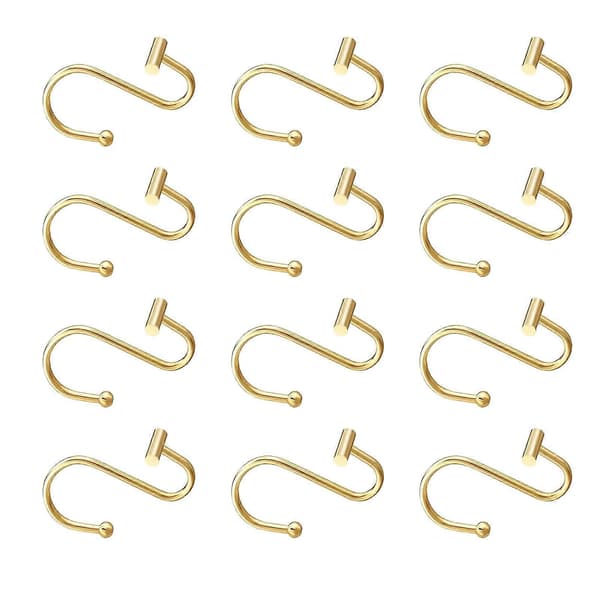 Set med 12 praktiska duschdraperiringar Dekorativ metallkrok med ihåliga sfärdesigner för badrumsfoder Guld Gold