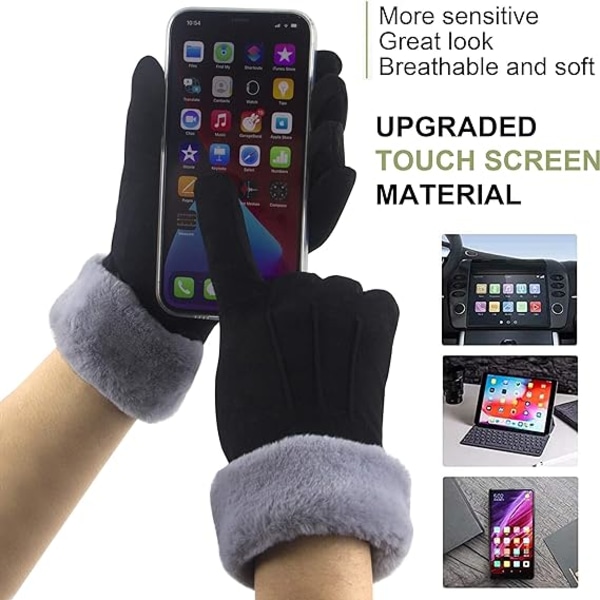 Damvantar Vinter Varma Touchscreen Handskar Termisk Mjukt Foder Elastisk Manschett Textning Handskar