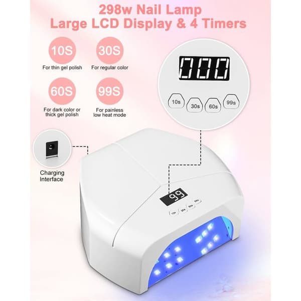 UV/LED Nail Lamp - GPFUOEA - 298W 72 LEDs - Automatic Sensor - Dual Light Source 365/405 nm