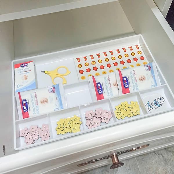 Desktop Organizer with 8 Compartments PS Plastic Drawer Divider for Office and Home