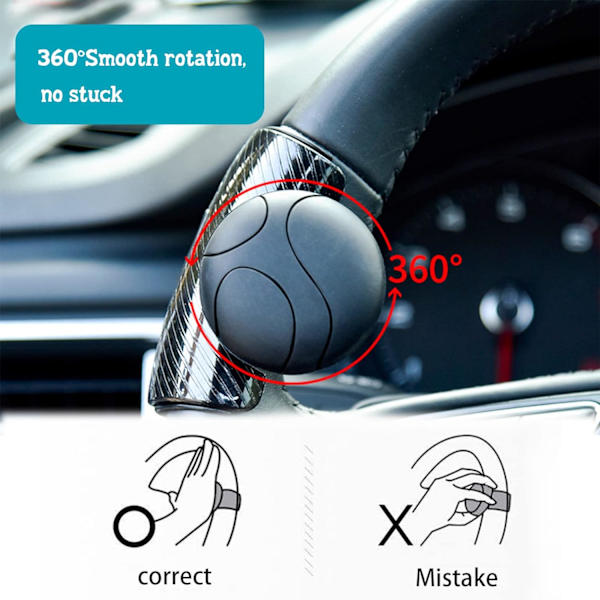Knob til rat til bil - Universal Power Handle Spinner - Tilbehørsknob - 360° roterende ratgreb - Til bil, lastbil, SUV