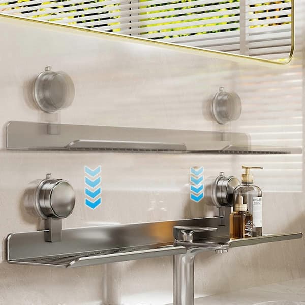 Faucet Shelf with U-shaped Drainage 40 Dark, Suction Cup, No Drilling for Sink and Kitchen