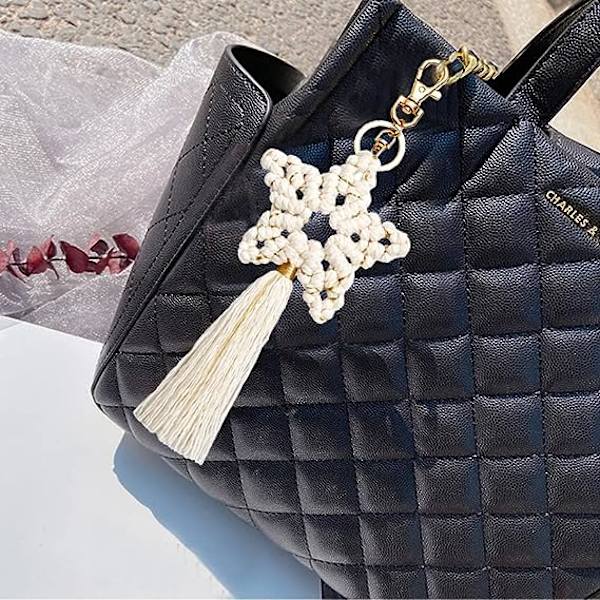 Nyckelring Handgjord Boho Tassel Väska Charm Nyckelring Bilnyckelring för Kvinnor