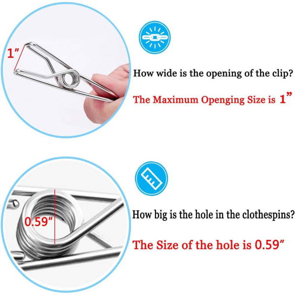 10 stk. 8,5 cm 304 rustfrit ståltrådsklemmer til tørring på tørresnor Tøjpinde Hængeklips Kroge til hjemmet Vaskeri Kontor