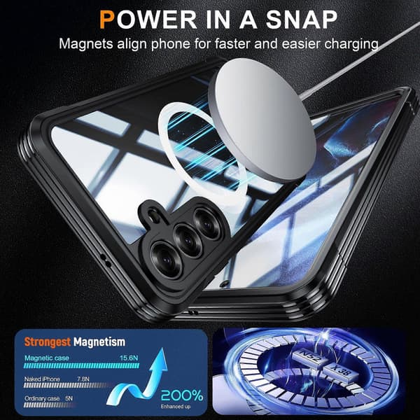 9H Glass Shockproof Mobile Case Compatible with Samsung Galaxy S25 FE with Magnetic Wireless Charging