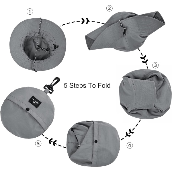 Hatt för män och kvinnor, utomhus, hinkhatt, snabbtorkande, packbar, solhatt med UV-skydd