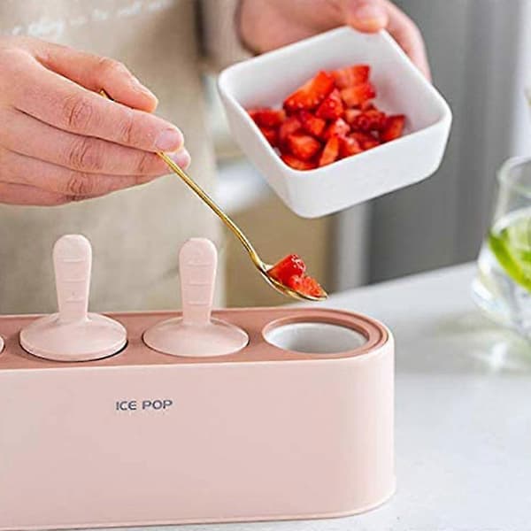 4 gitter ispindeforme, isform silicium med dryp genanvendelig popform gør-det-selv ispindeformsæt light pink