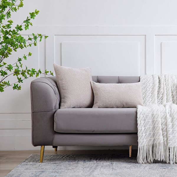 Nøytrale putetrekk 18x18 tommer sett med 2 solide rustikke bondehus dekorative putetrekk firkantet putetrekk for hjem sofa sofa dekorasjon