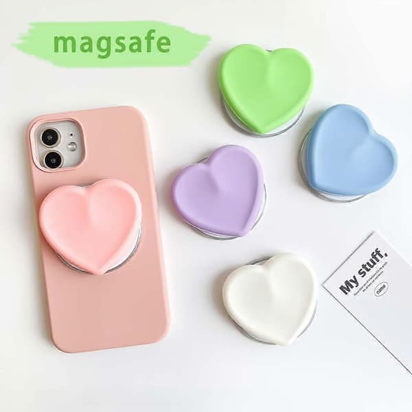 Silicone Heart-Shaped Magnetic MagSafe Stand & Grip Expandable Phone Holder