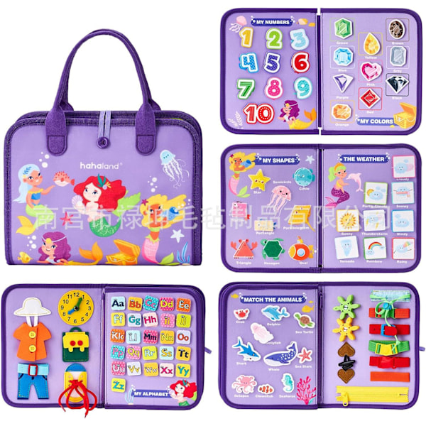 Aktiivisuuslelu taaperoille, 5 kerrosta, Montessori-lelu vauvalle 1 2 3 4 5 vuotta, tytölle pojalle, opettavainen aistilelu, motoristen taitojen lauta Model Z Purple 22*28cm