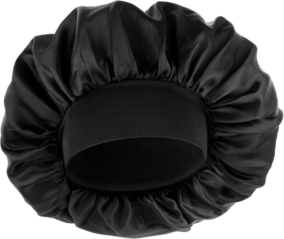 Silkehette for menn, satenghette Enkeltlag Elastisk bånd Silkehette Svart Myk Justerbar Hårhette Hårinnpakning Store Hårhetter for Kvinner Sovende