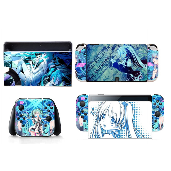 Sopii Switch OLED -tarroille, söpö anime, söpö tyttö, pölytiivis, naarmuuntumaton ja värikkäät tarrat（Hatsune Miku） Style11