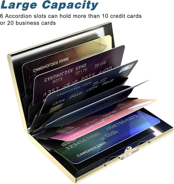 Card Holder with Compartments - RFID Protected - Stainless Steel - Metal Wallet Black