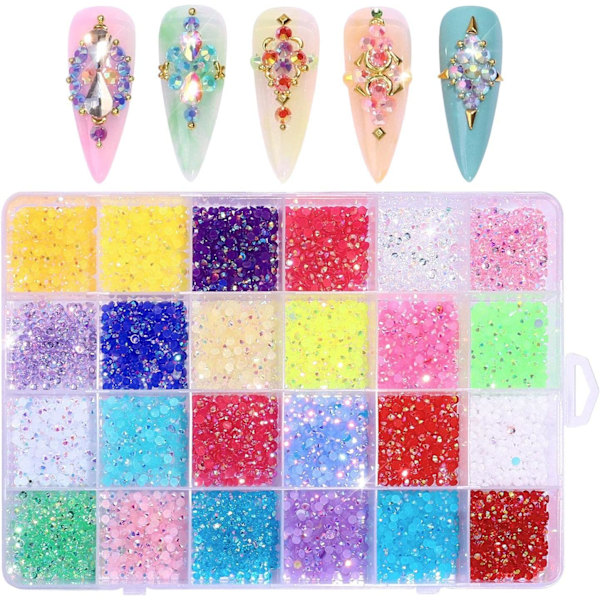 Small Crystal Rhinestones Kit | 3500 bitar Glitter Resin Rhinestones Kit,Flatback AB Clear Jewels Diamanter Nageldekorationer för Niktule B